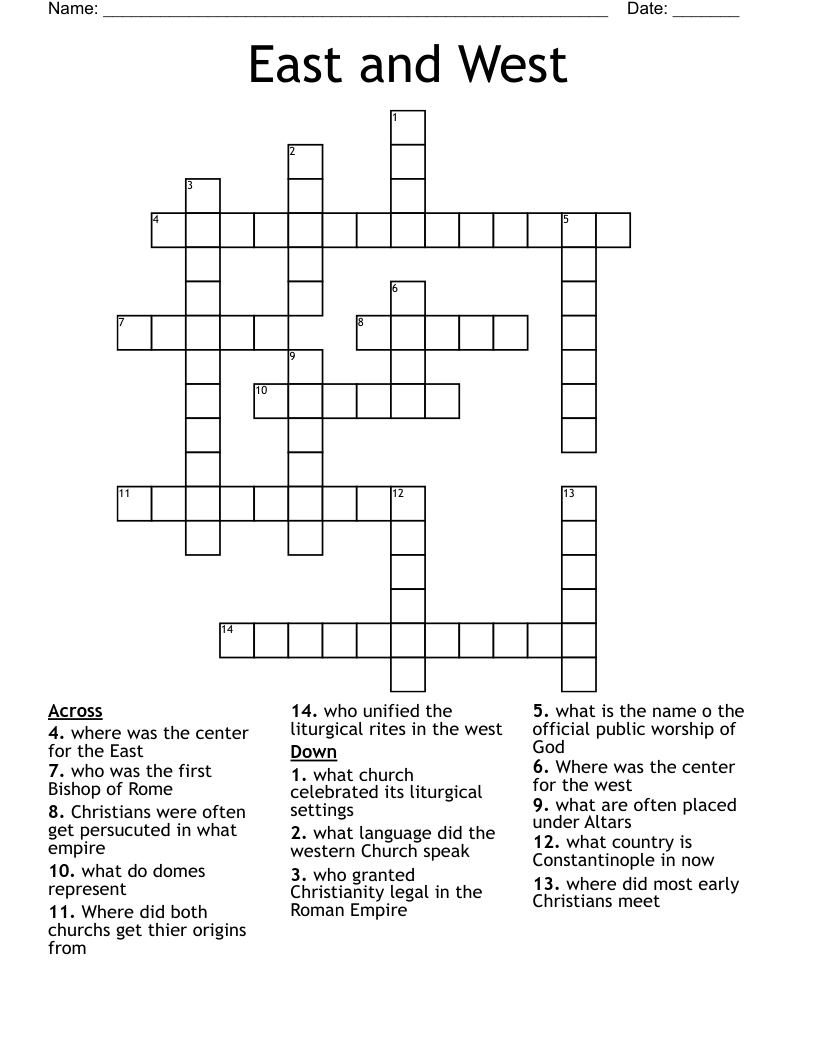 East and West Crossword