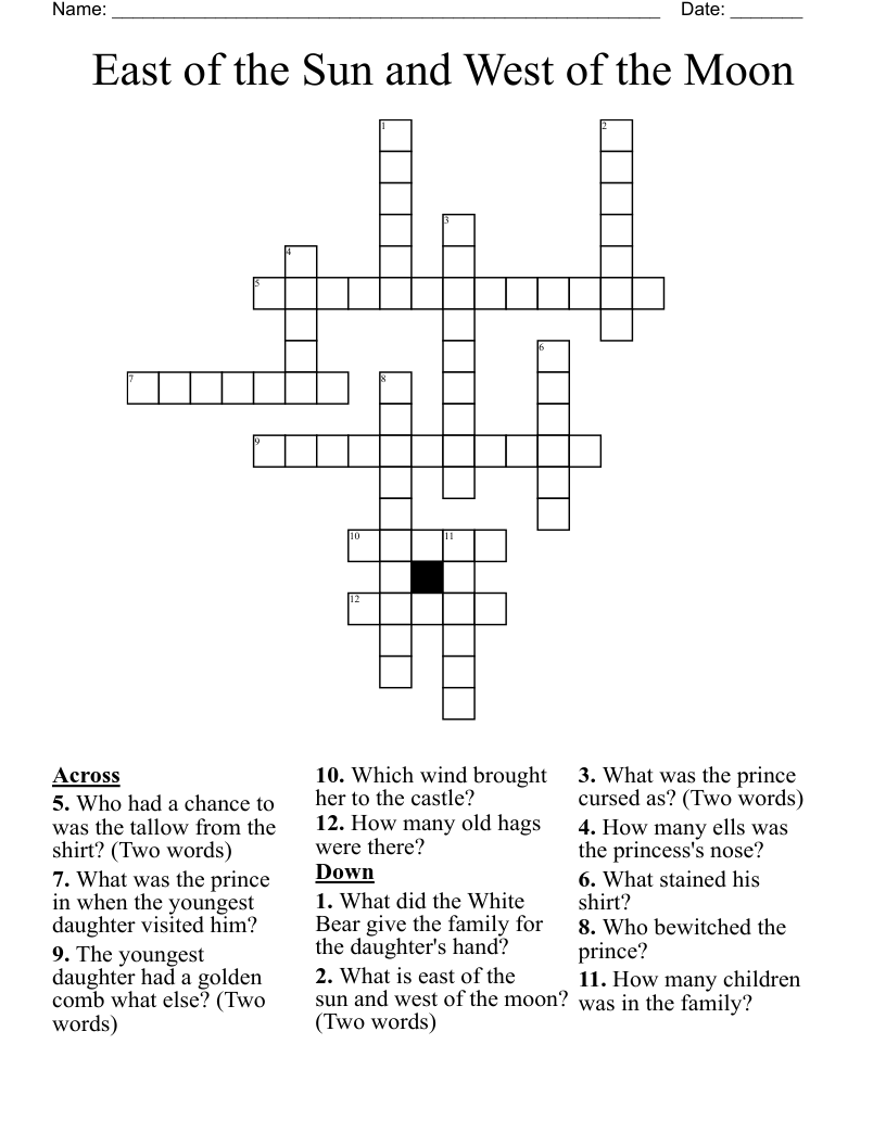 East of the Sun and West of the Moon Crossword