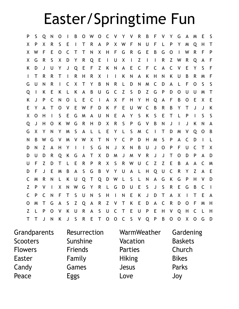 Easter/Springtime Fun Word Search