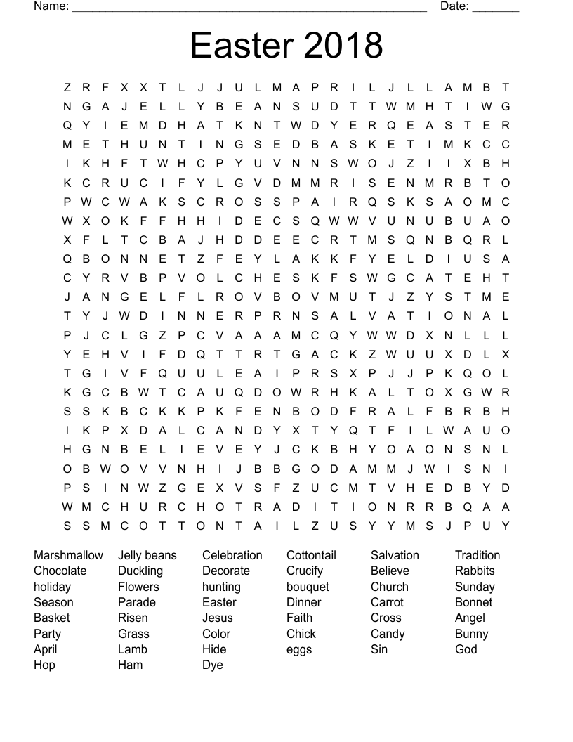 Easter 2018 Word Search