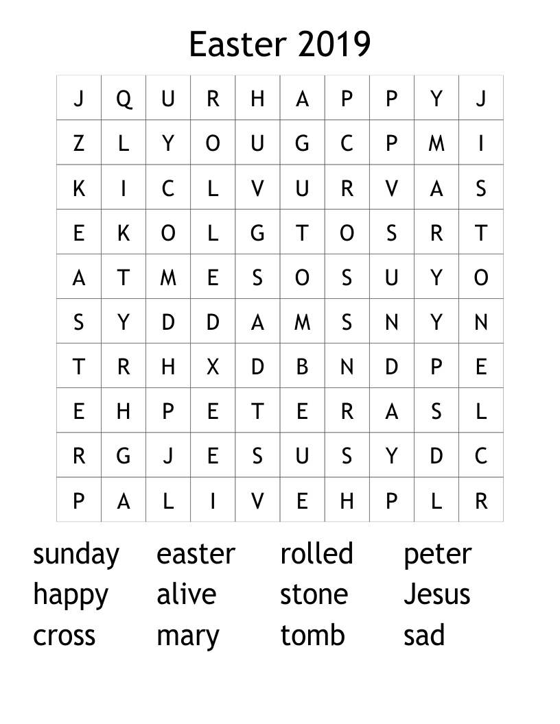 Easter 2019 Word Search