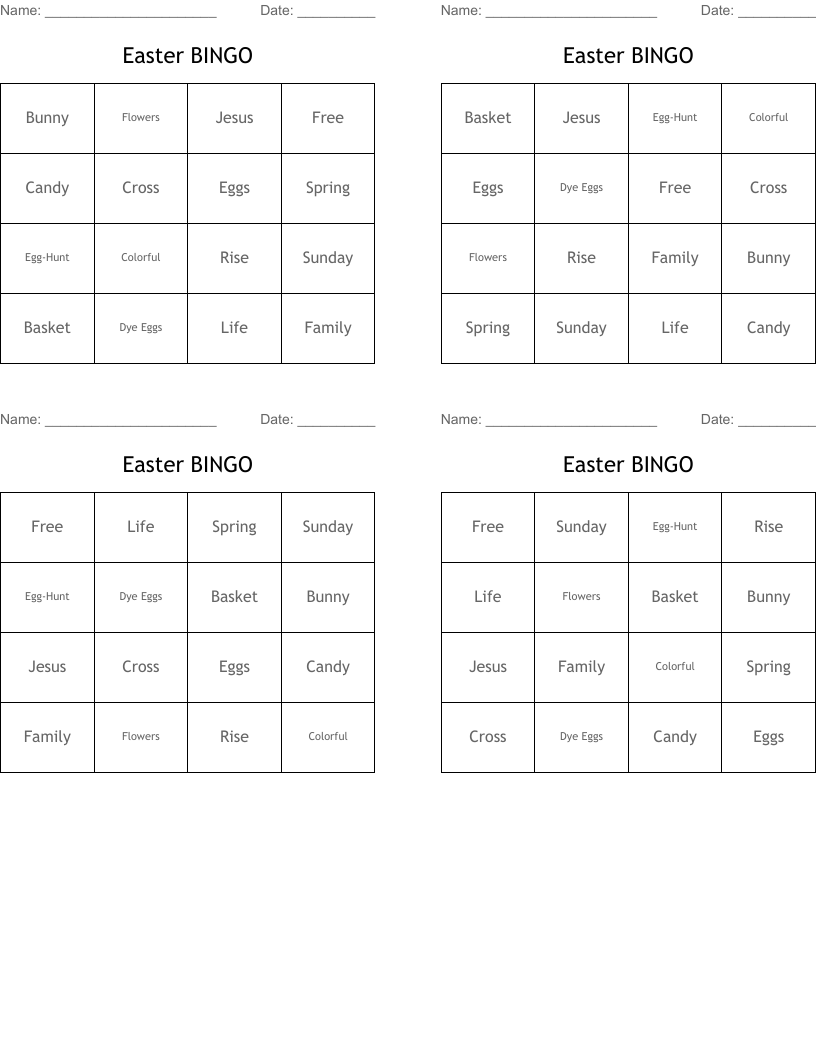 Easter BINGO