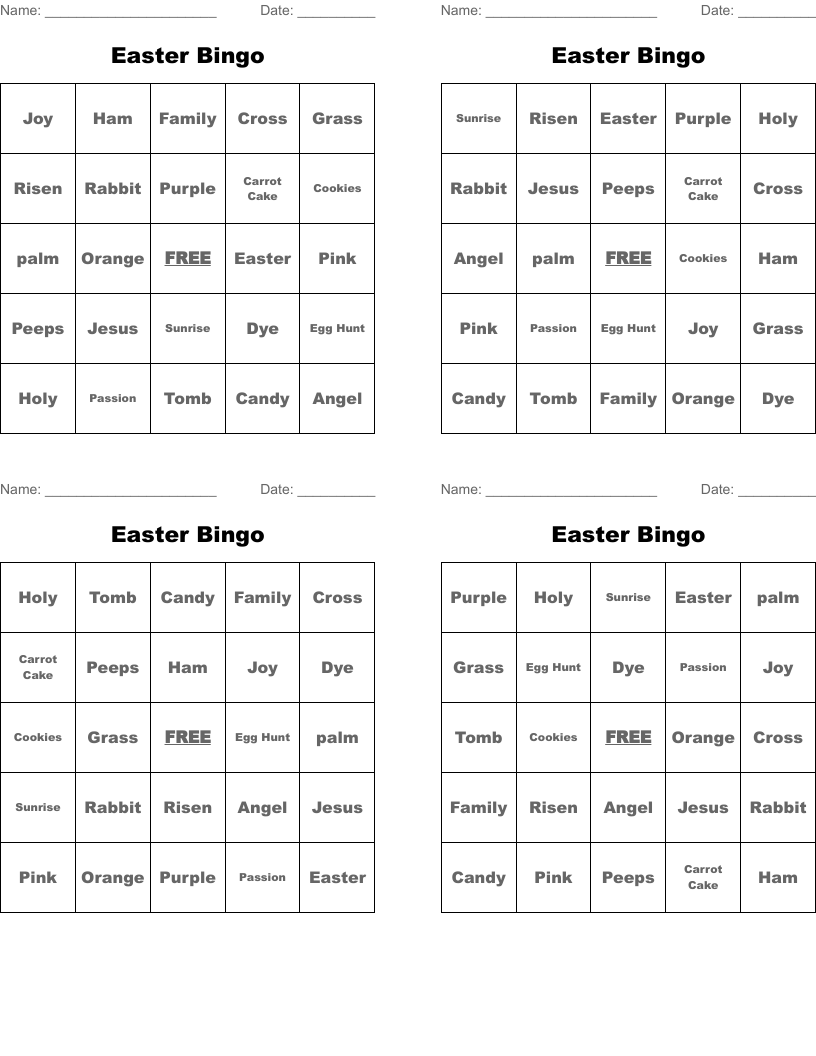 Easter Bingo