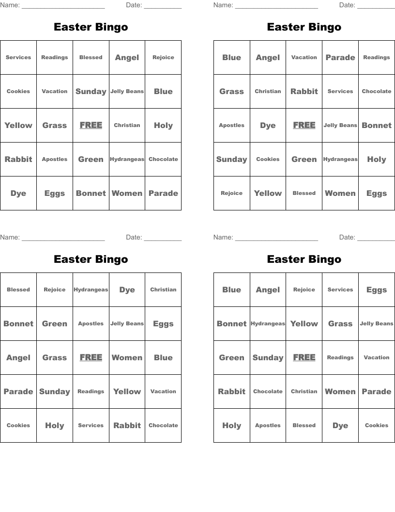 Easter Bingo
