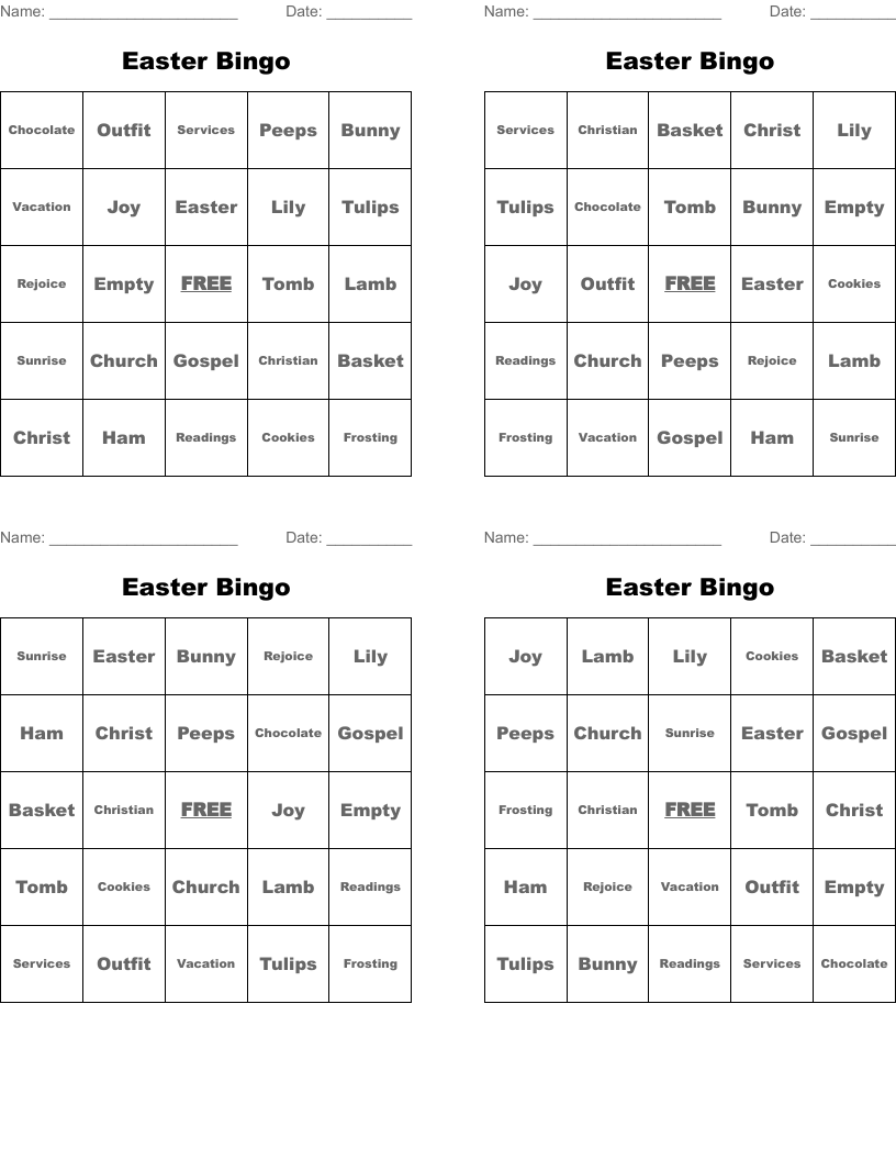 Easter Bingo