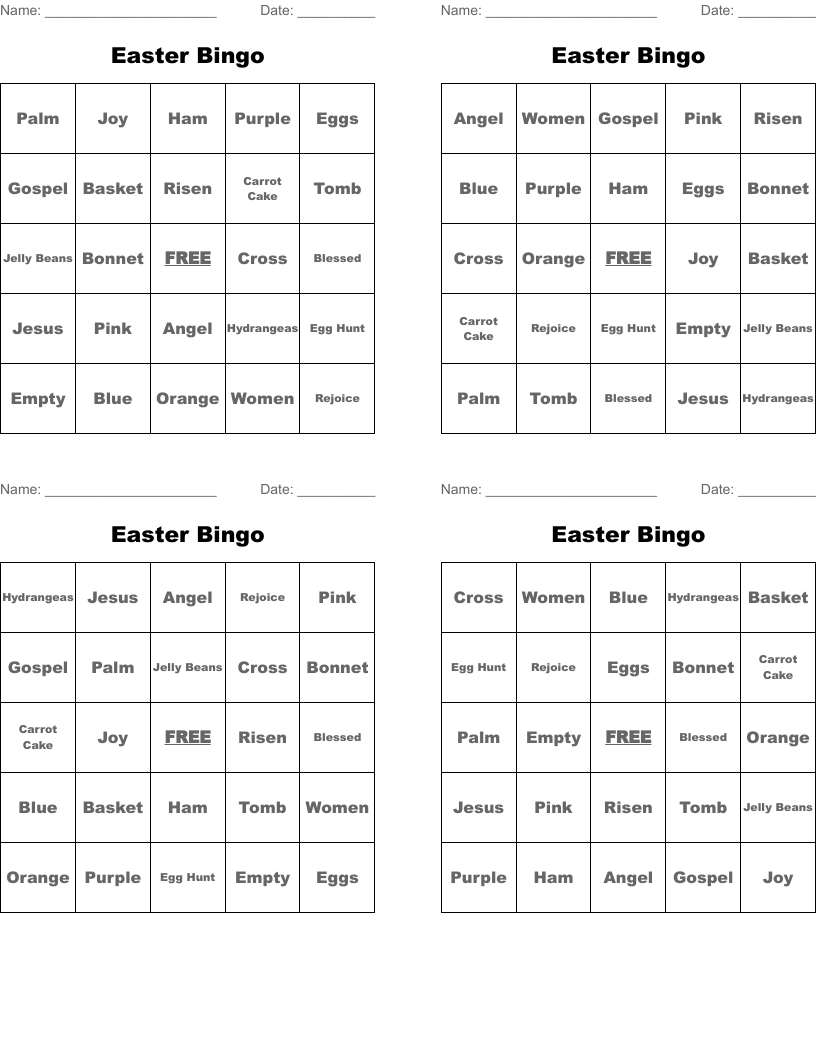 Easter Bingo