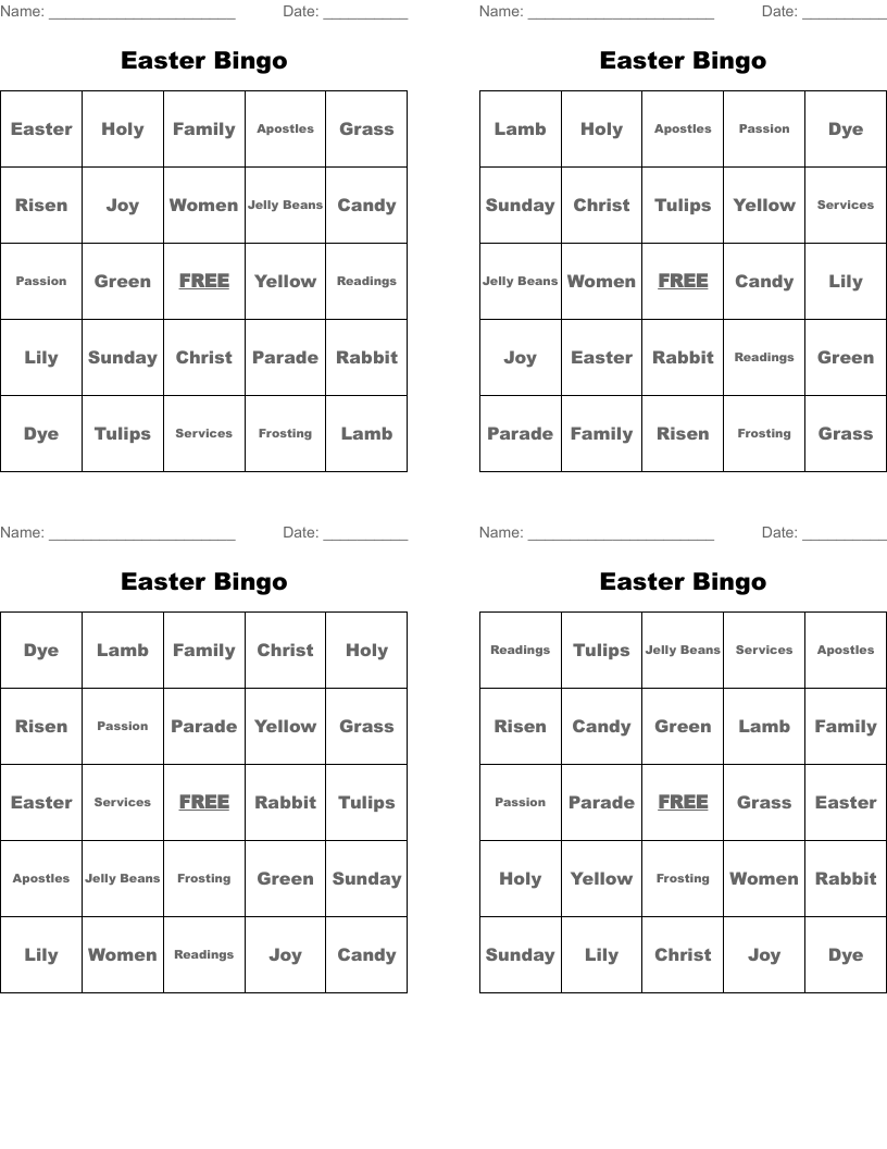Easter Bingo