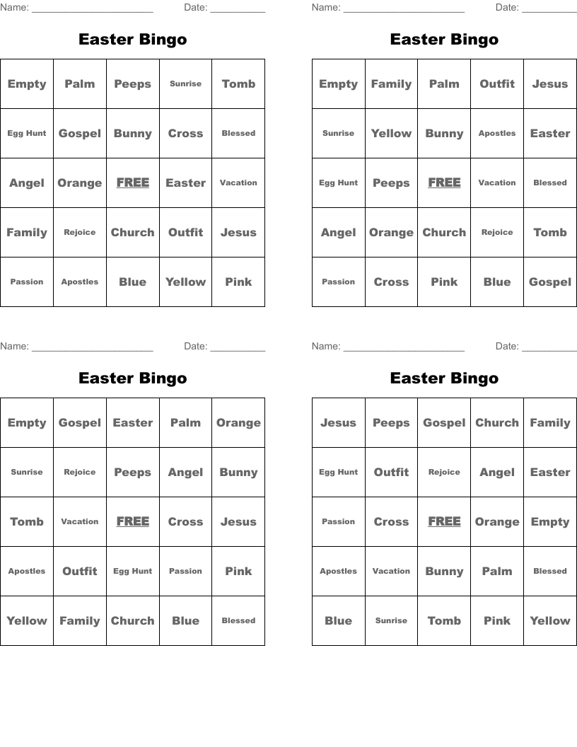 Easter Bingo