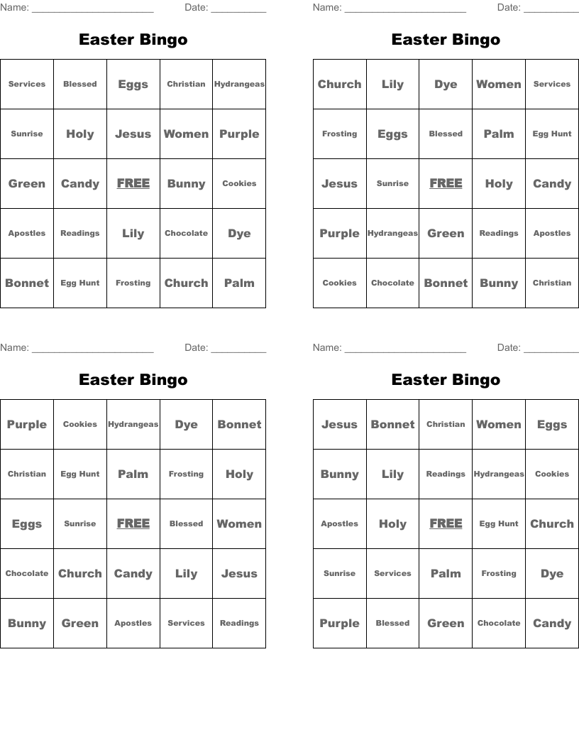 Easter Bingo