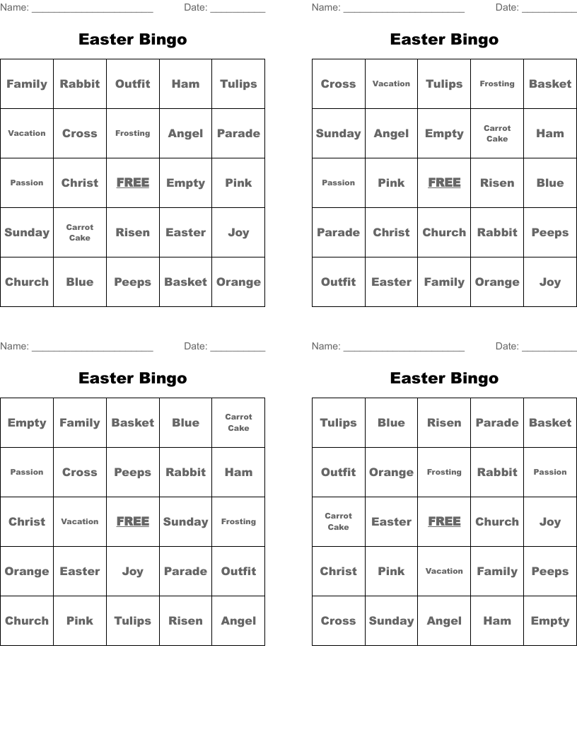 Easter Bingo