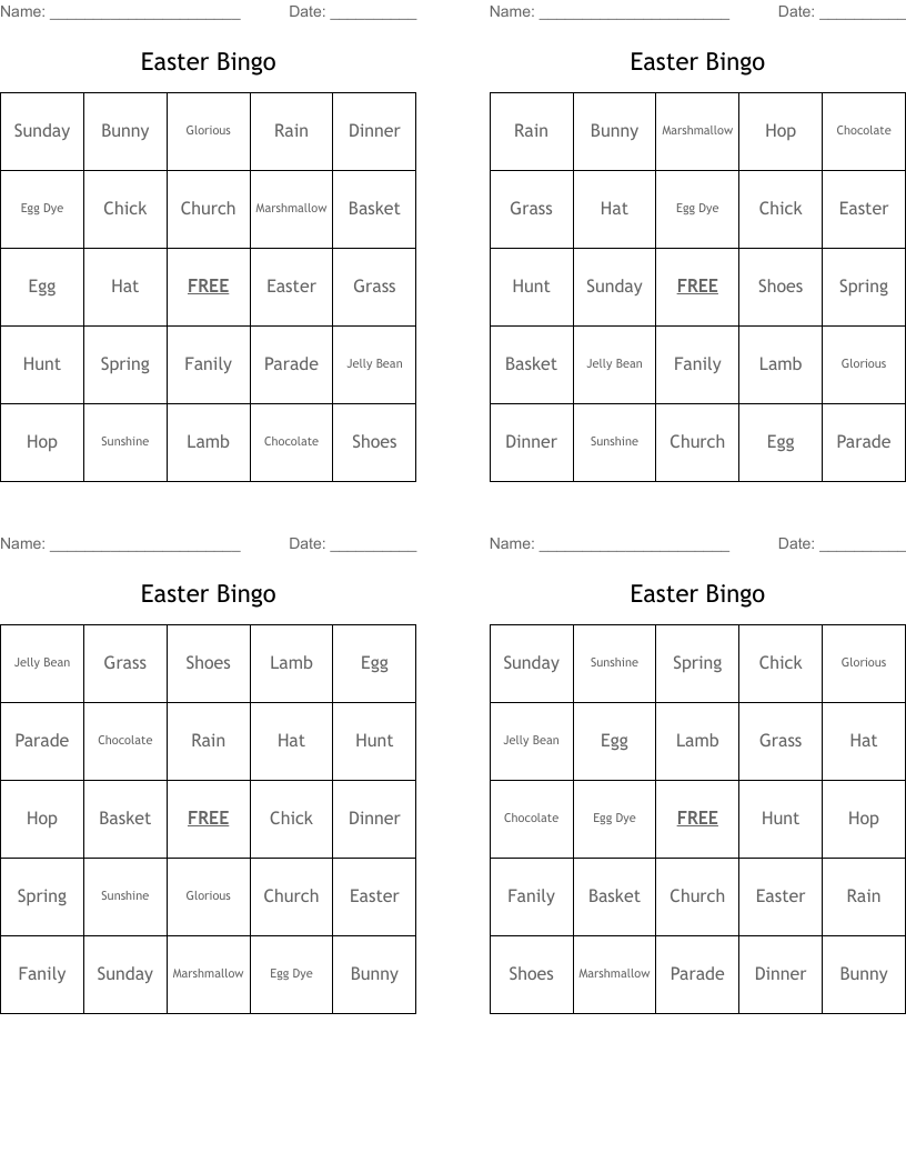 Easter Bingo