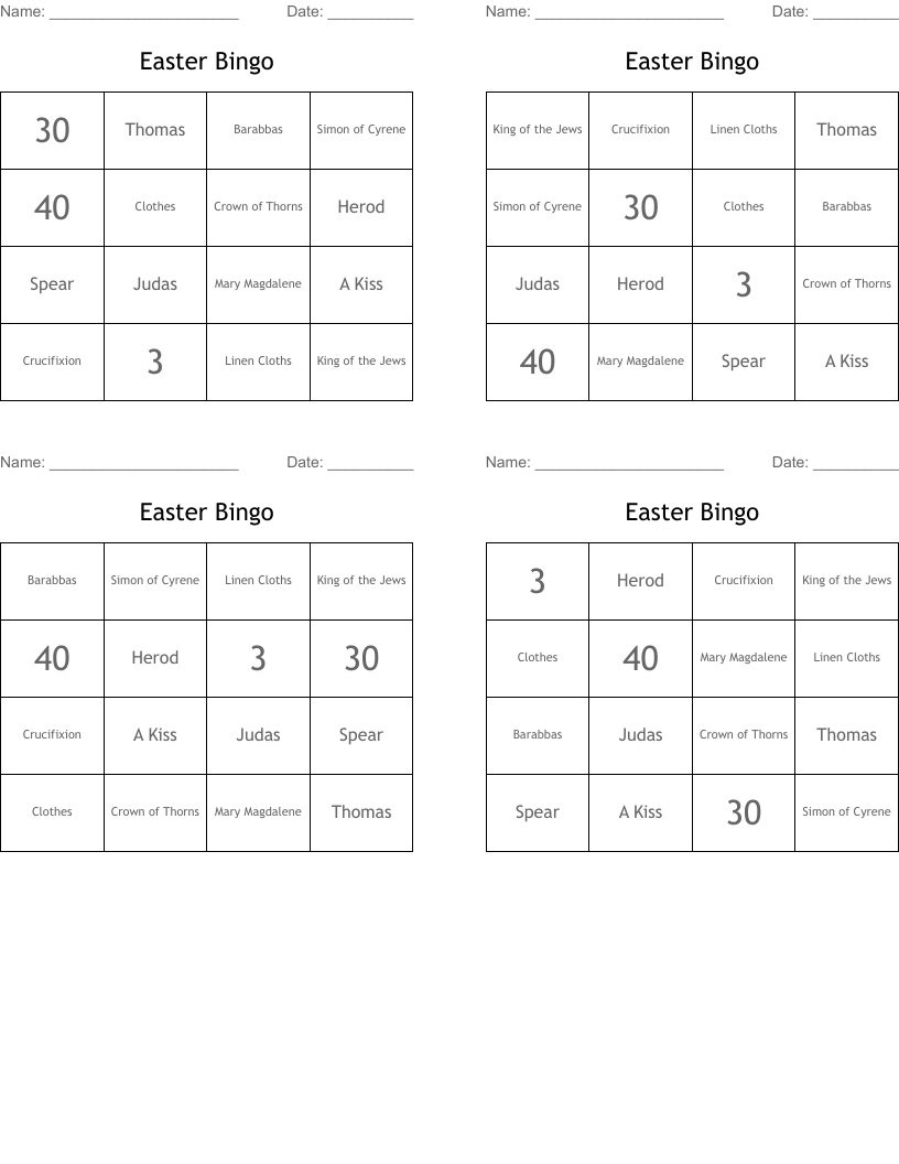 Easter Bingo