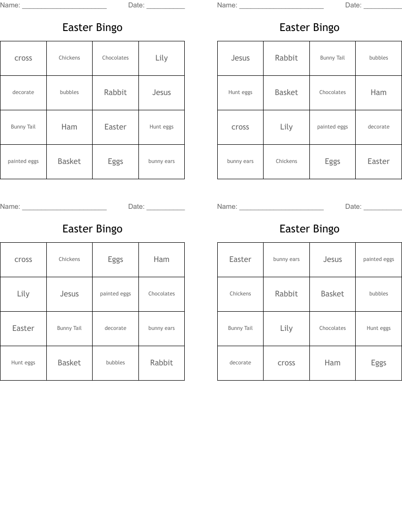 Easter Bingo