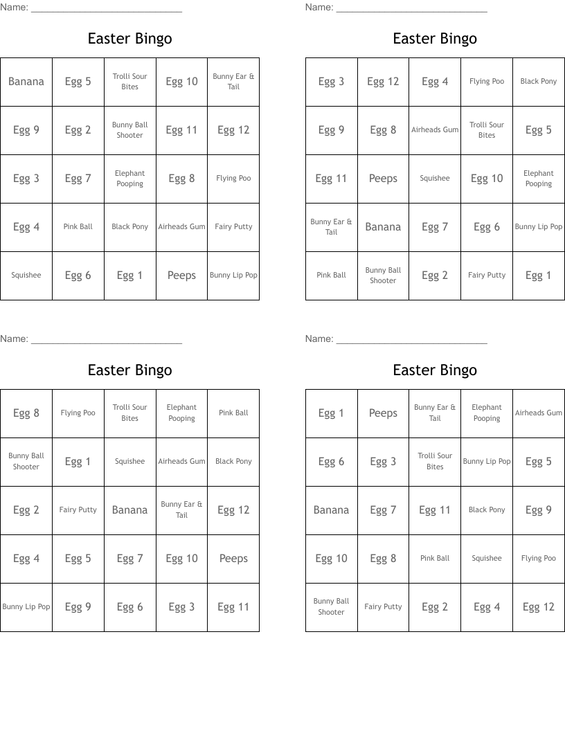 Easter Bingo