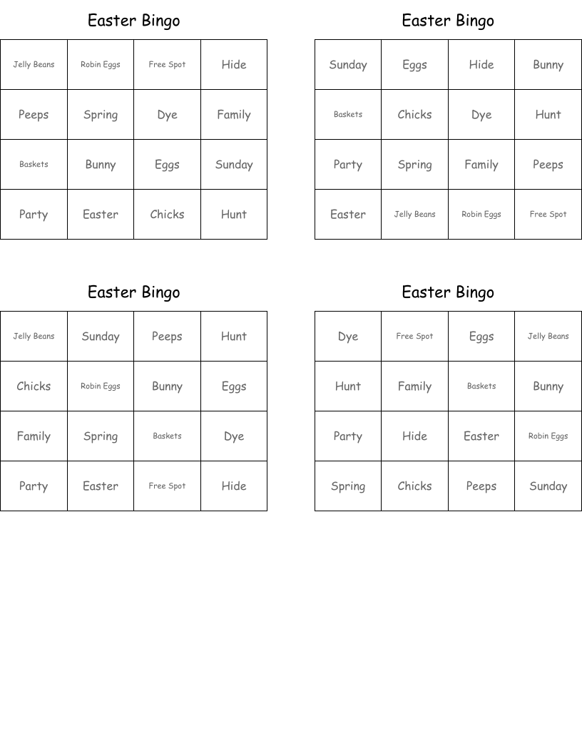 Easter Bingo