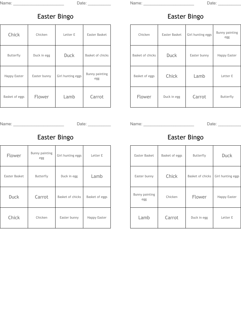 Easter Bingo