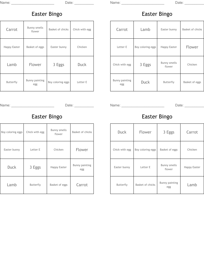 Easter Bingo