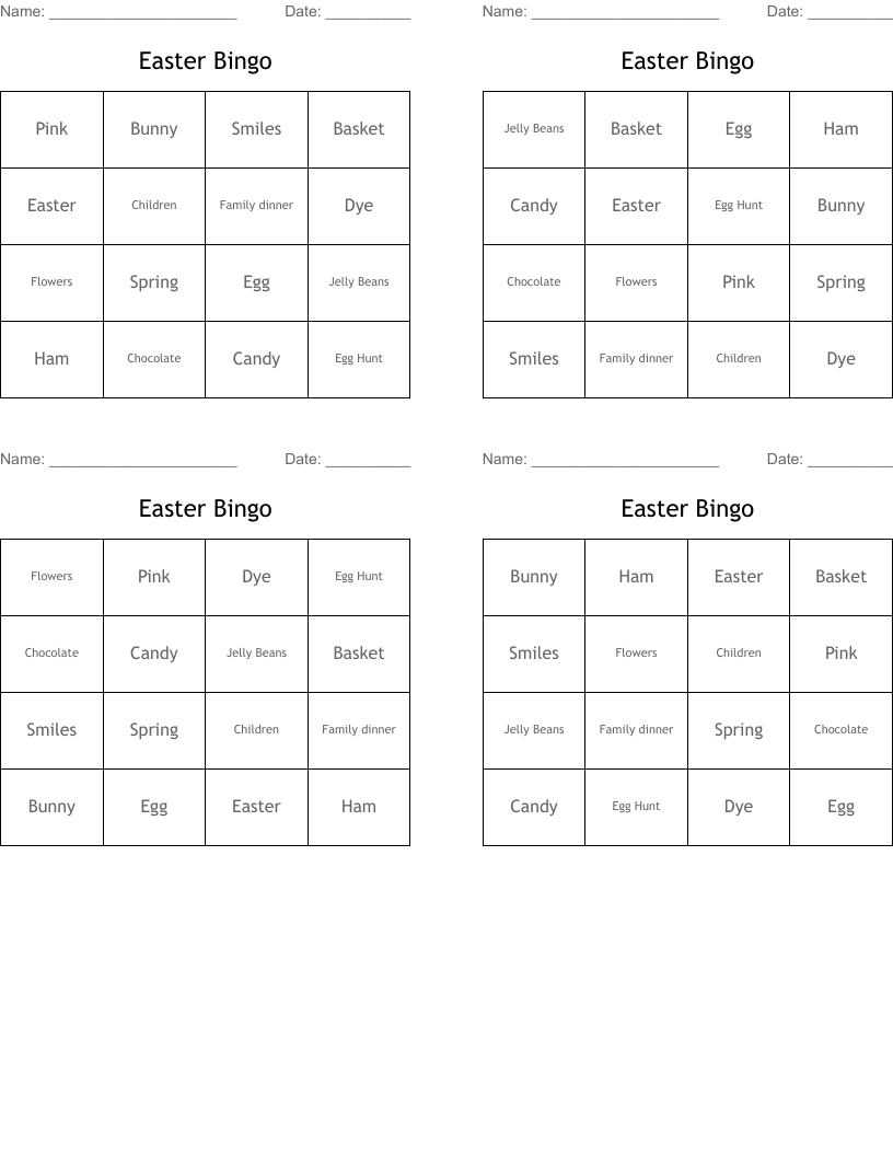 Easter Bingo