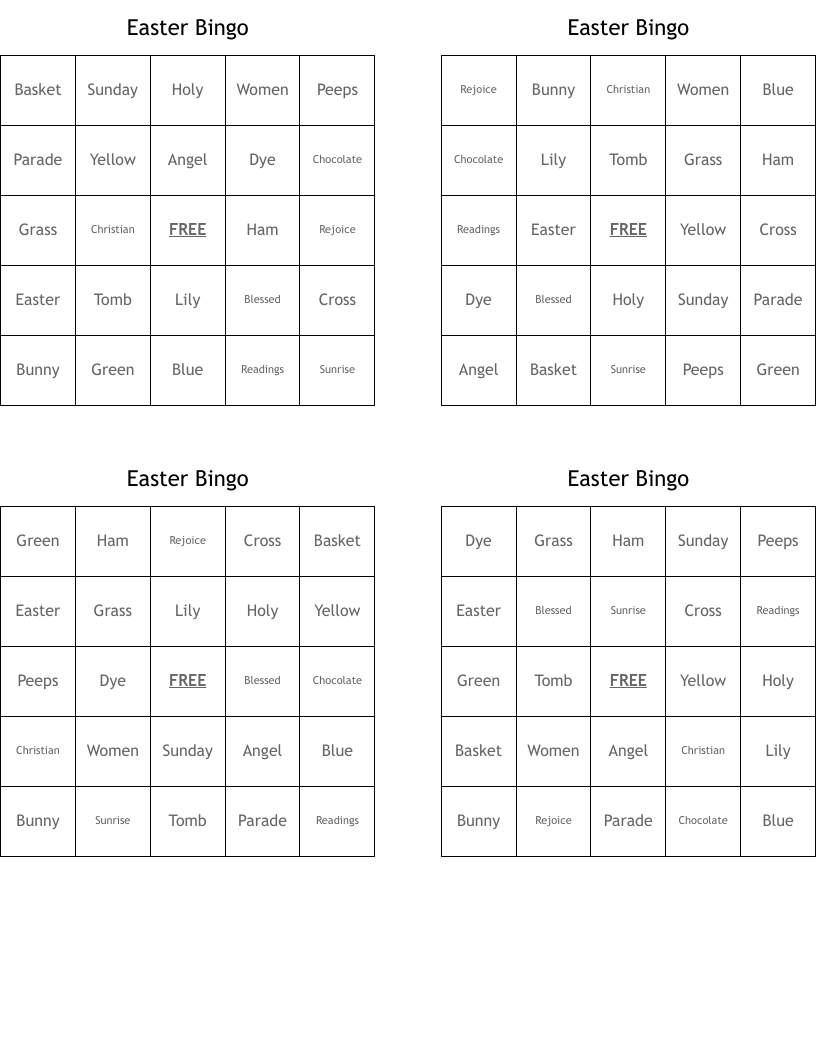 Easter Bingo