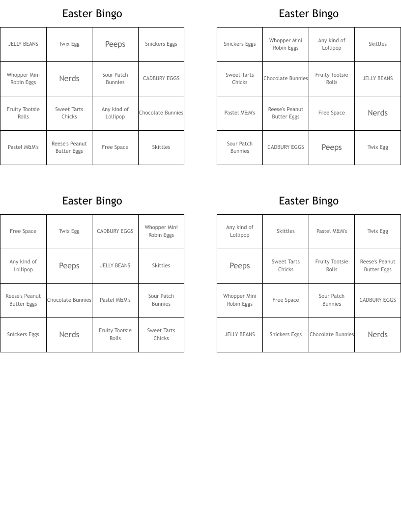 Easter Bingo