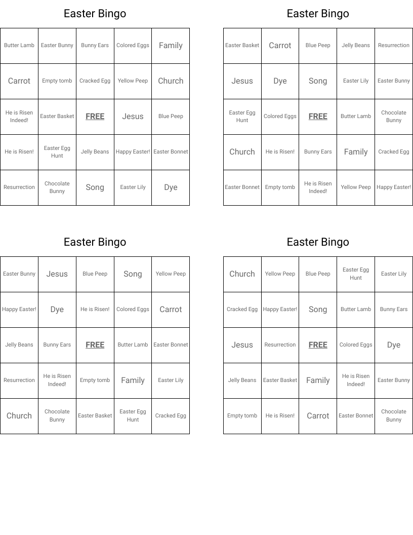 Easter Bingo