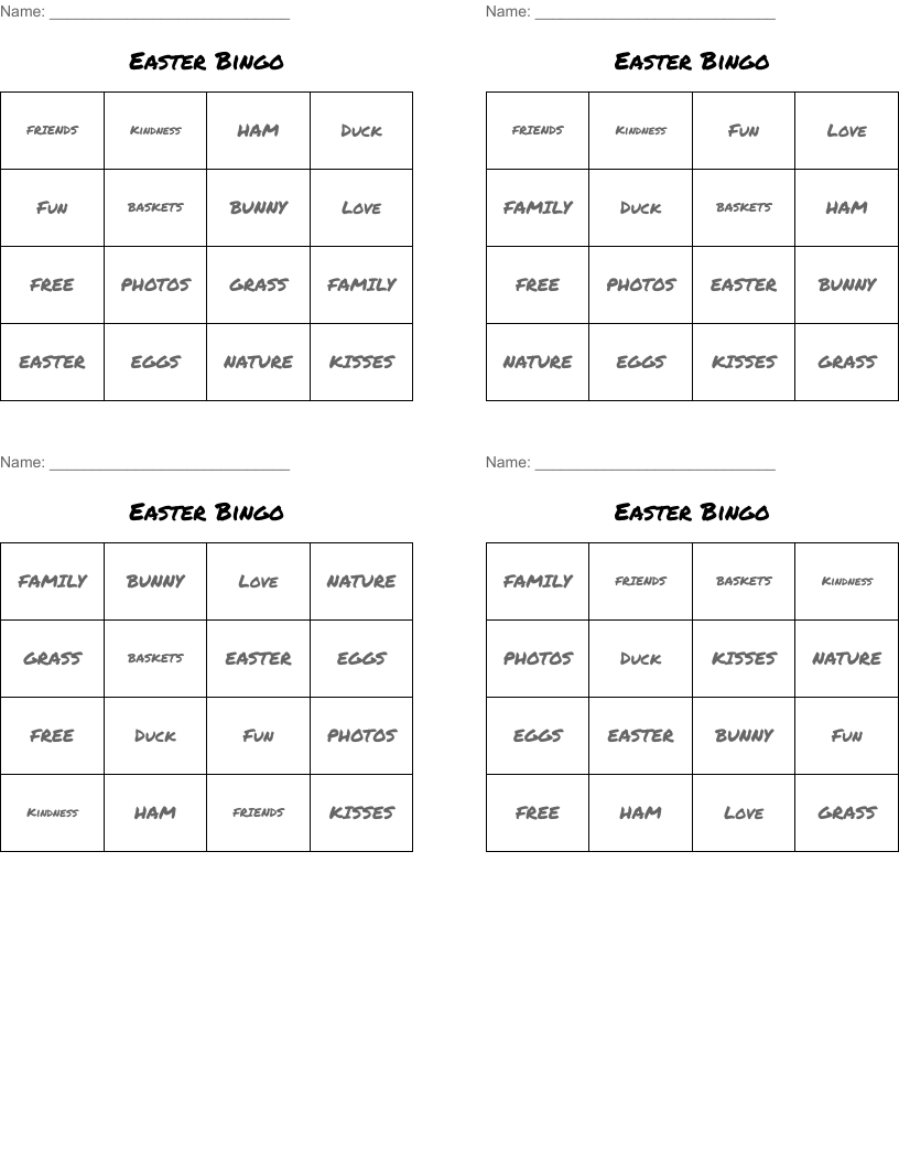 Easter Bingo