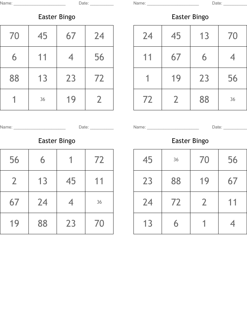 Easter Bingo
