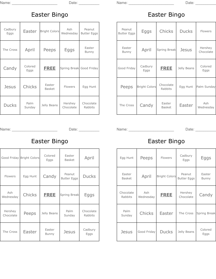 Easter Bingo