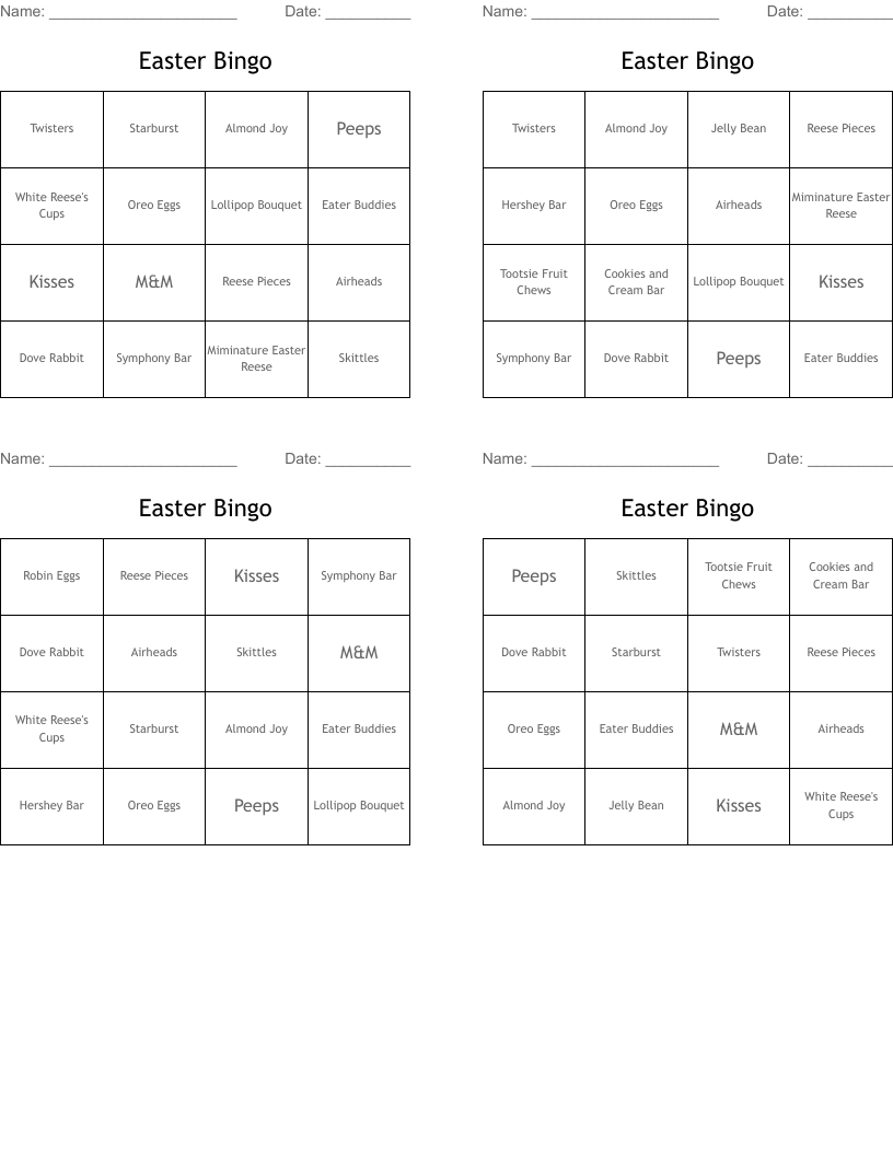 Easter Bingo