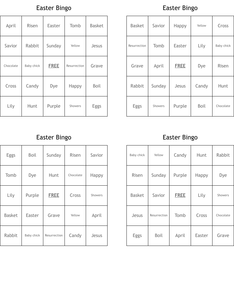 Easter Bingo