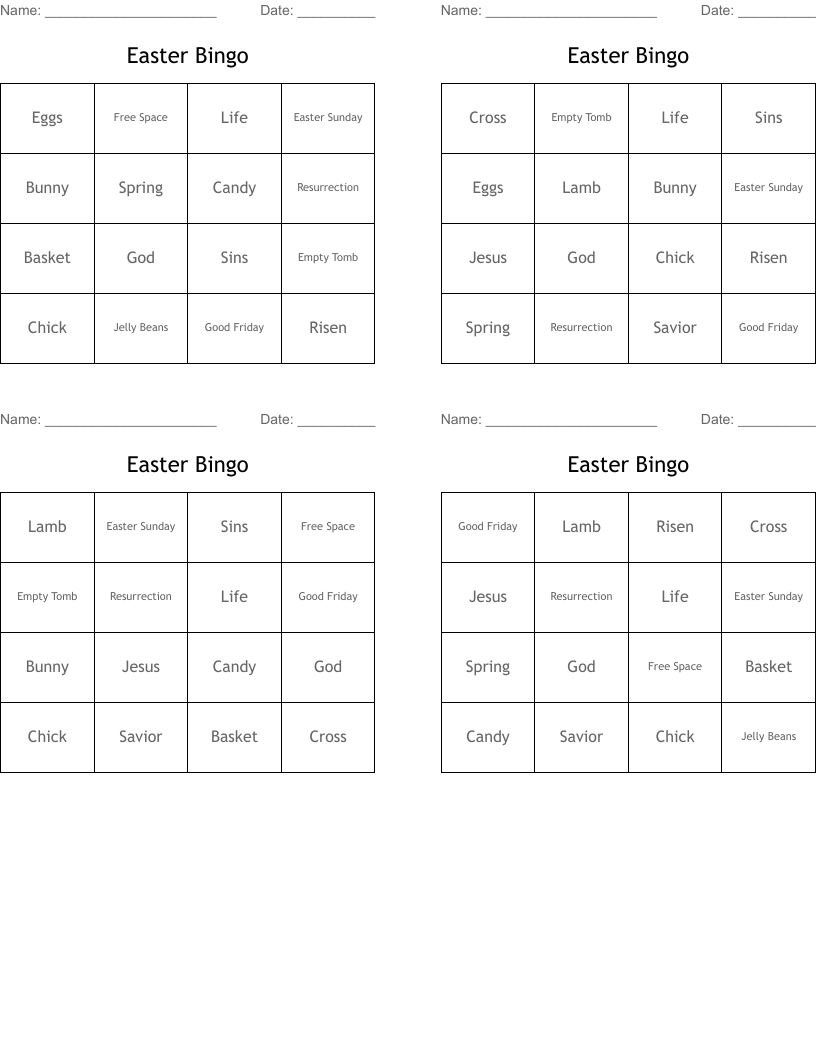 Easter Bingo