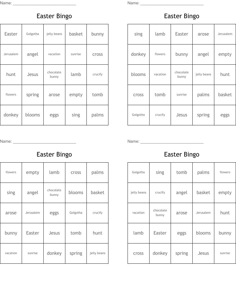 Easter Bingo