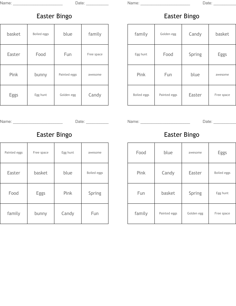 Easter Bingo
