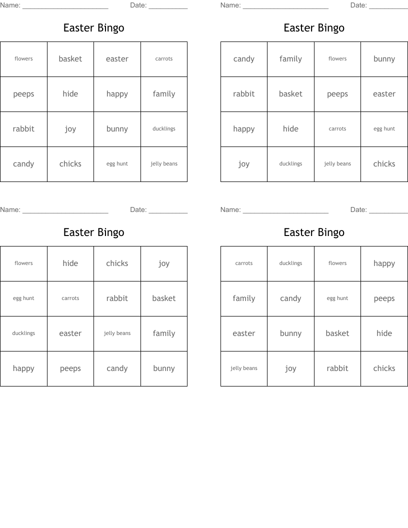 Easter Bingo