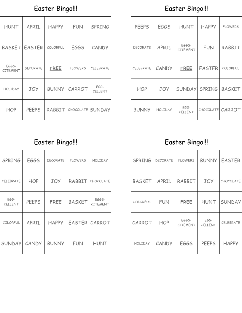 Easter Bingo!!!
