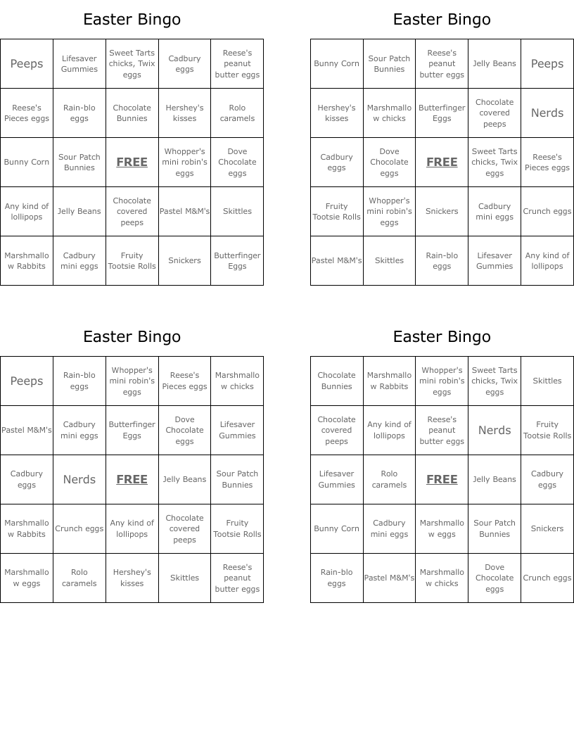 Easter Bingo