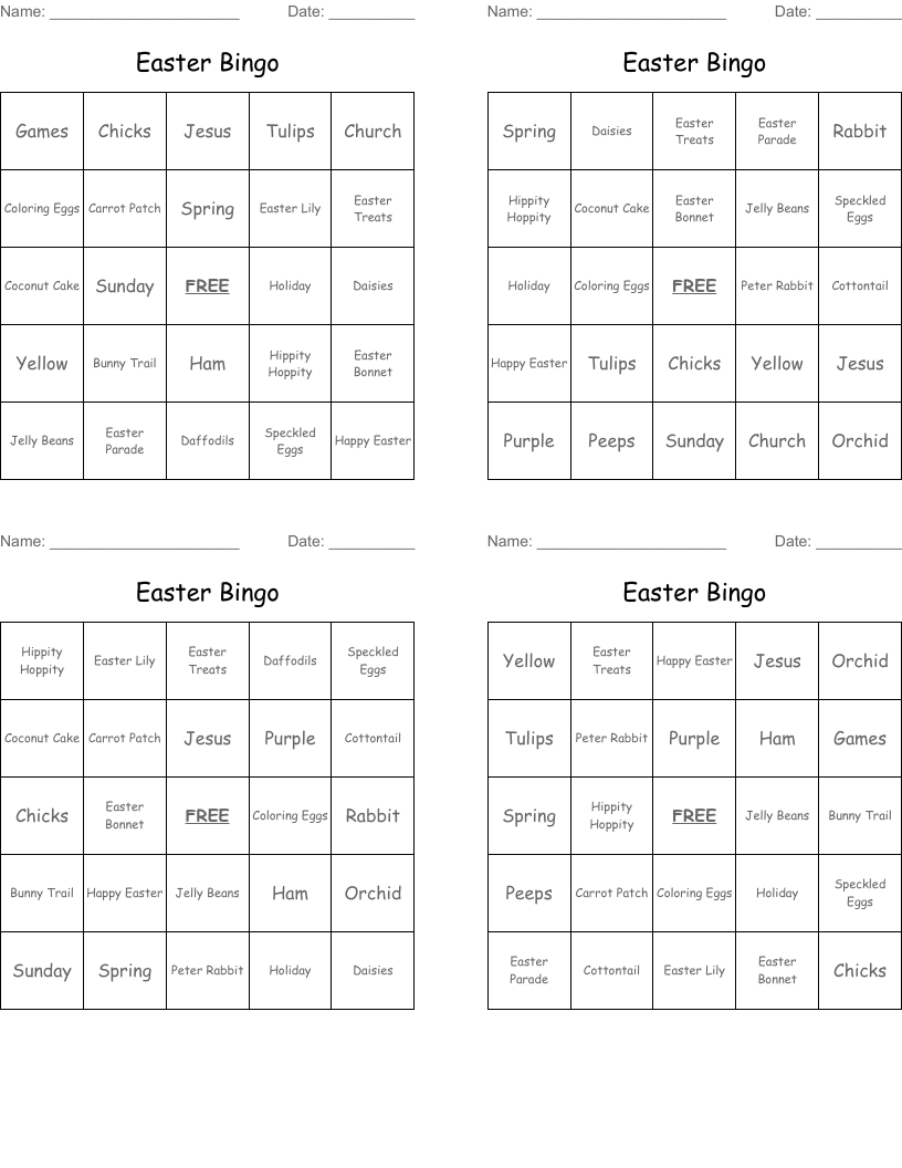 Easter Bingo