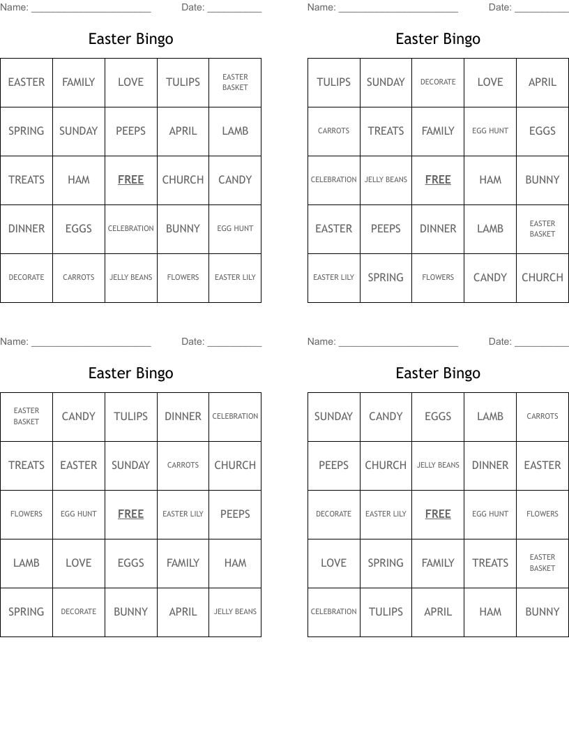 Easter Bingo