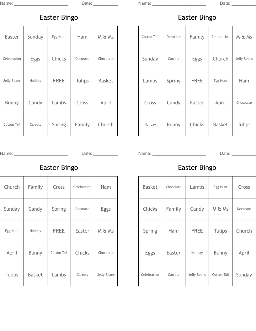 Easter Bingo