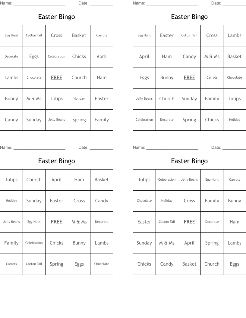Easter Bingo