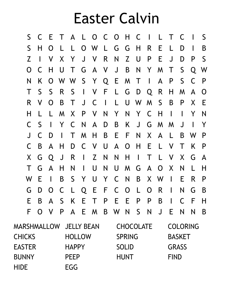 Easter Calvin Word Search