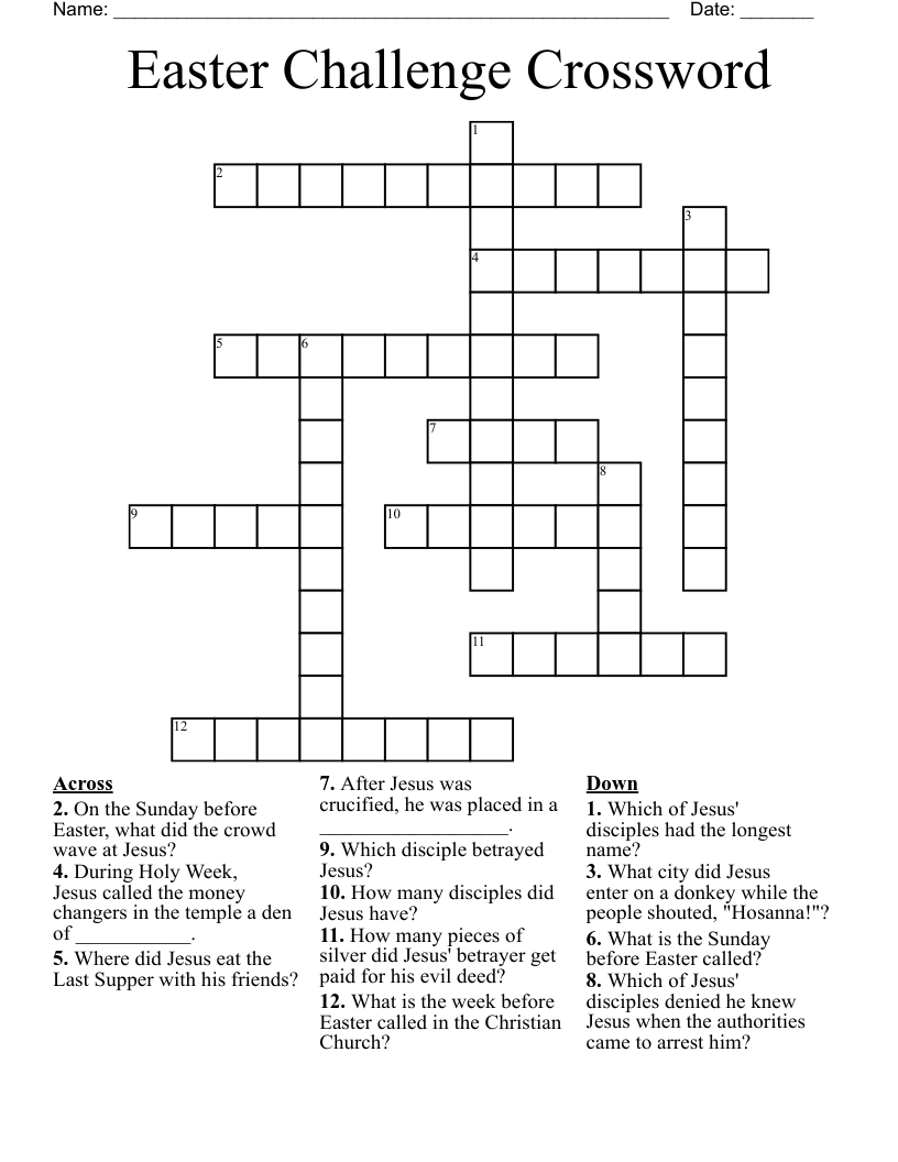 Easter Challenge Crossword