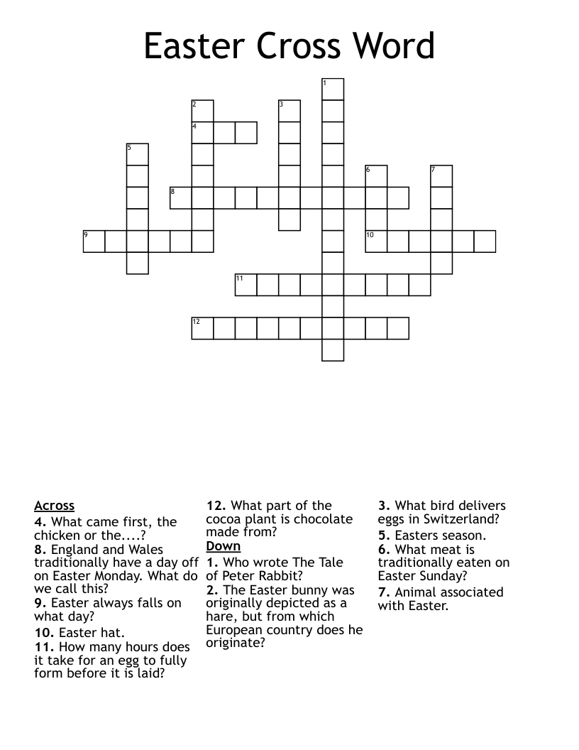 Easter Cross Word