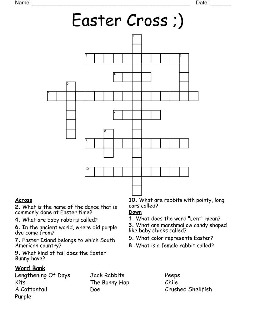 Easter Cross ;) Crossword