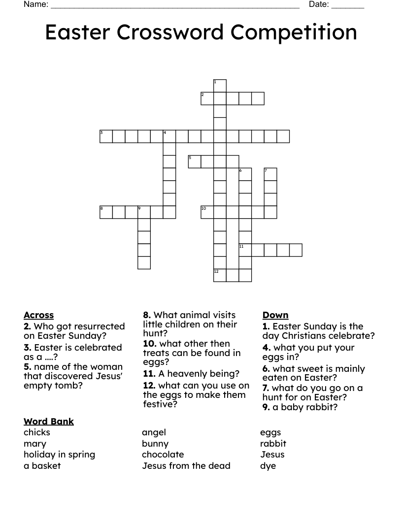Easter Crossword Competition 