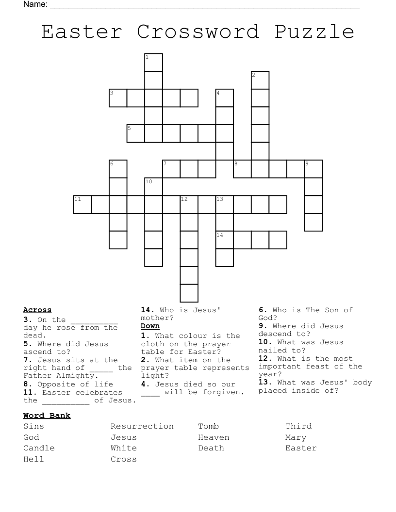 Easter Crossword Puzzle