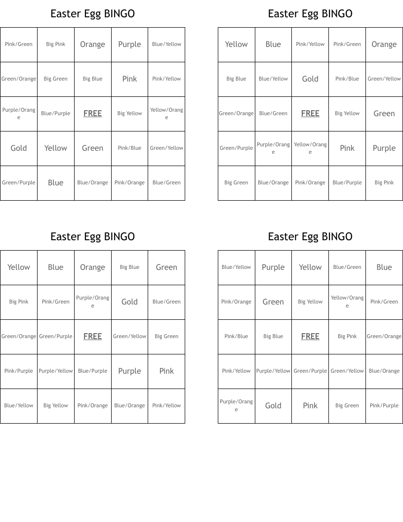 Easter Egg BINGO