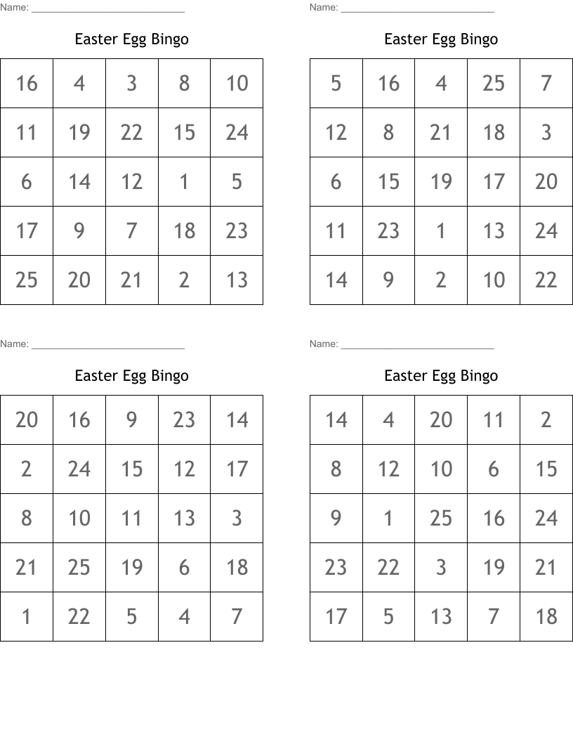 Easter Egg Bingo