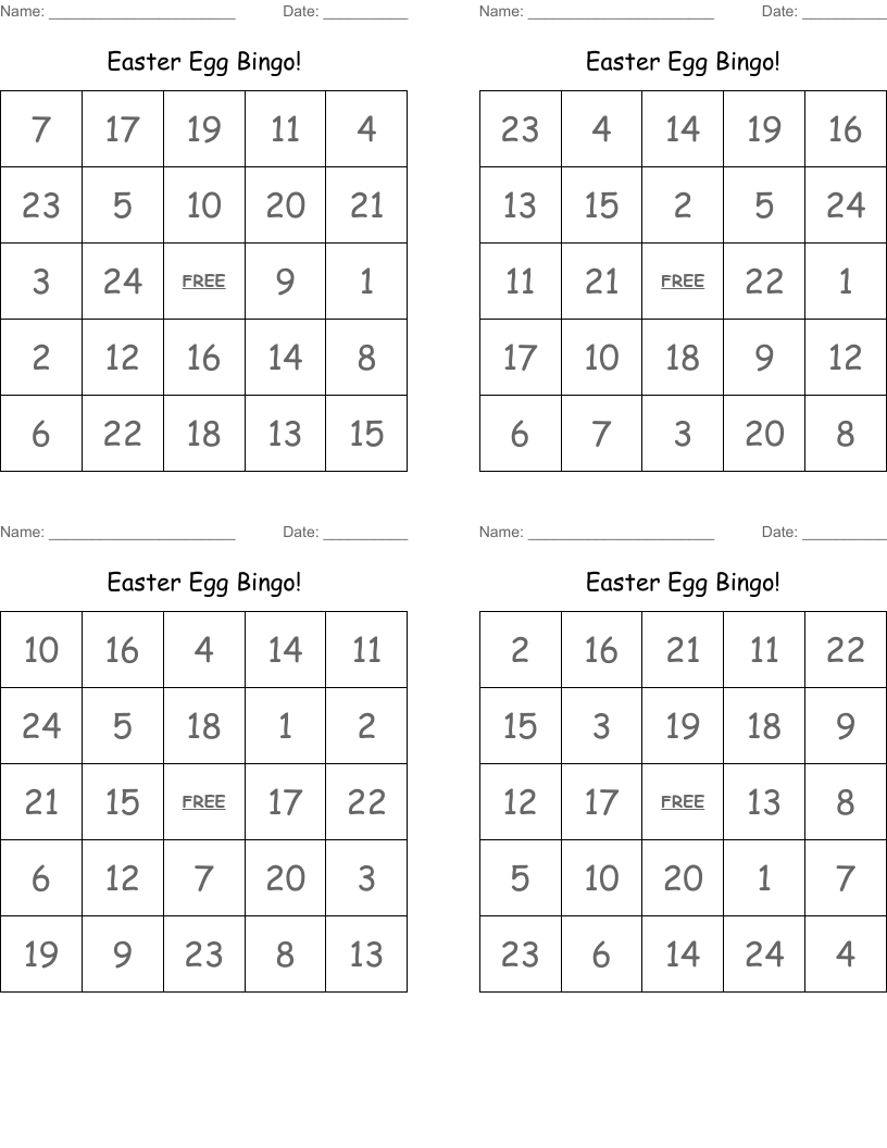 Easter Egg Bingo!