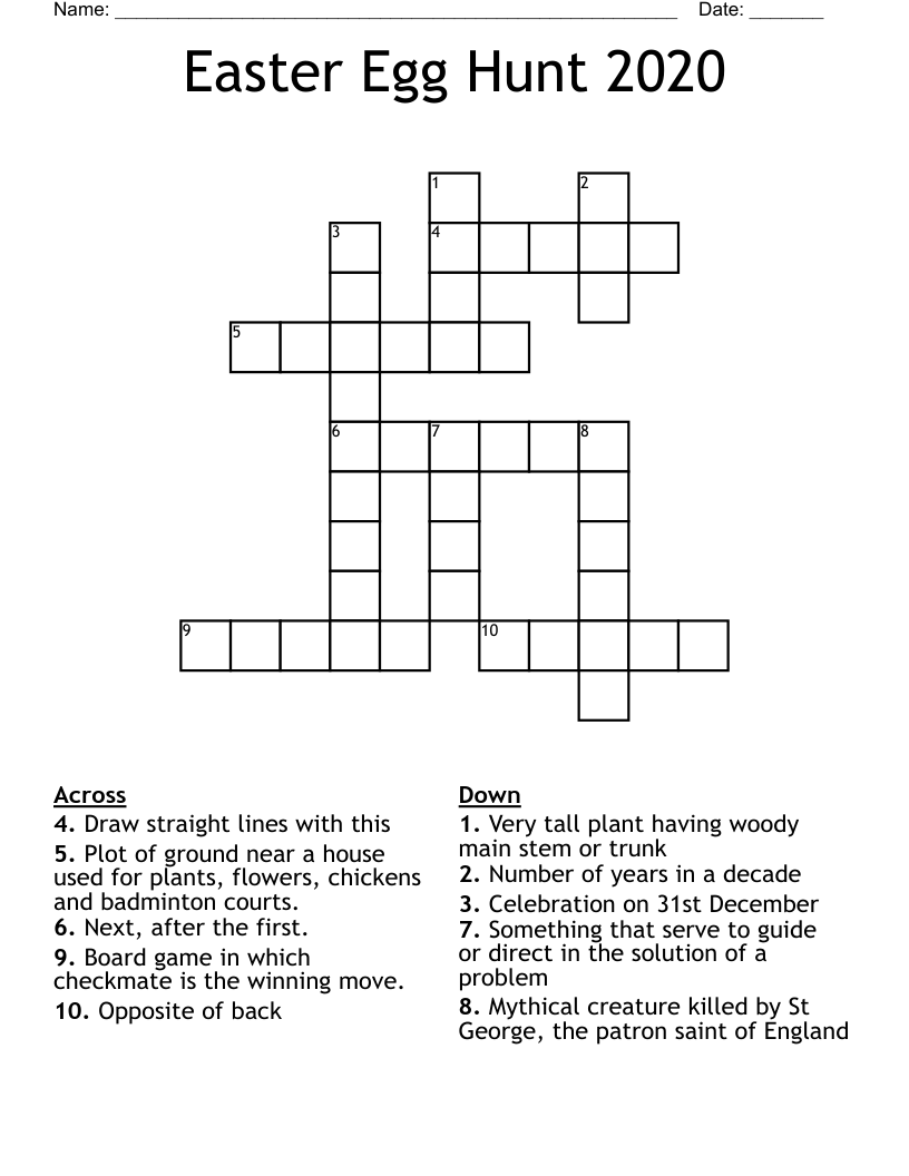 Easter Egg Hunt 2020 Crossword